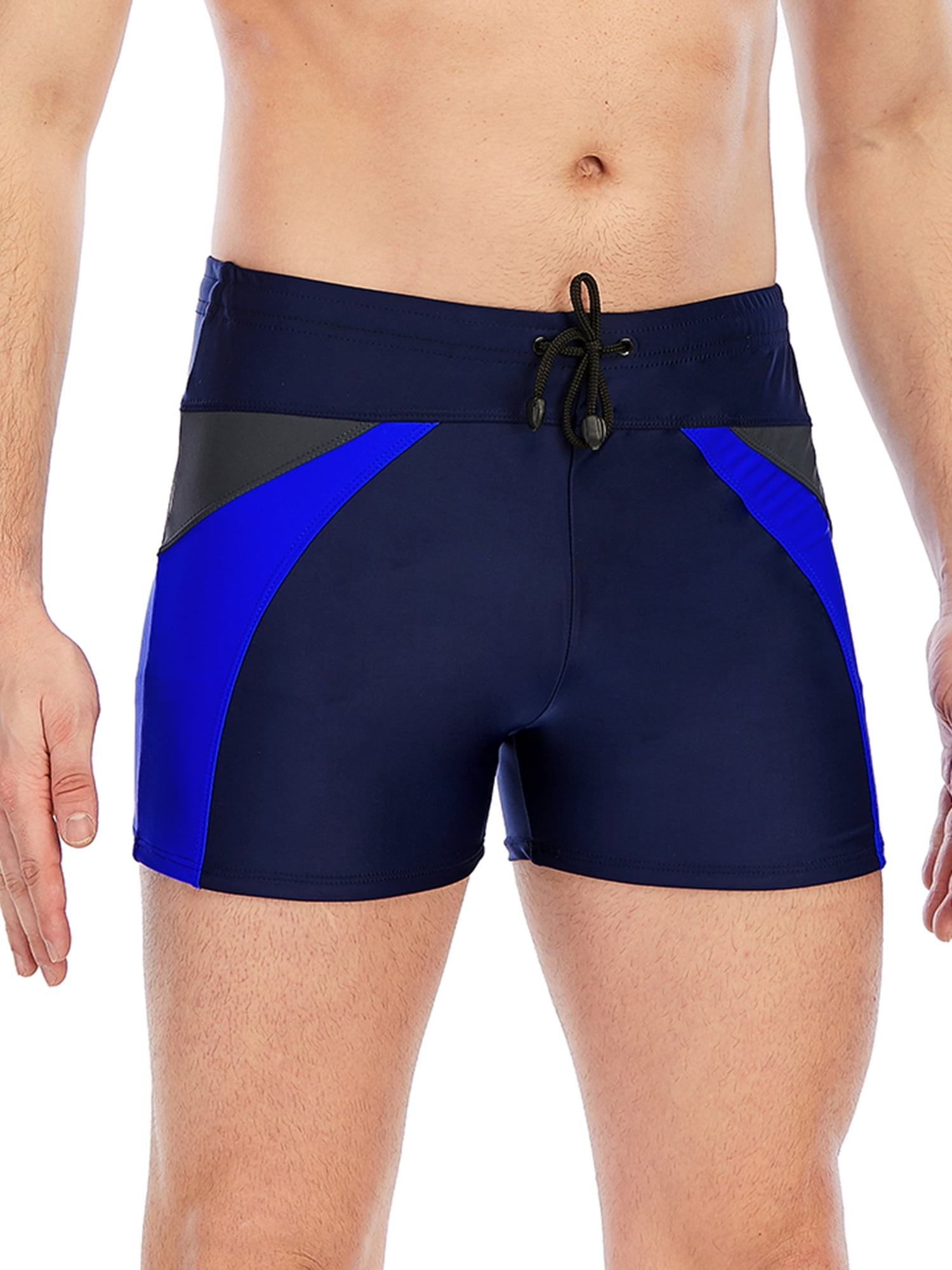 Jonathan Swim Mens Splice Swimming Boxer Short Square Leg Swimsuit with Drawstring