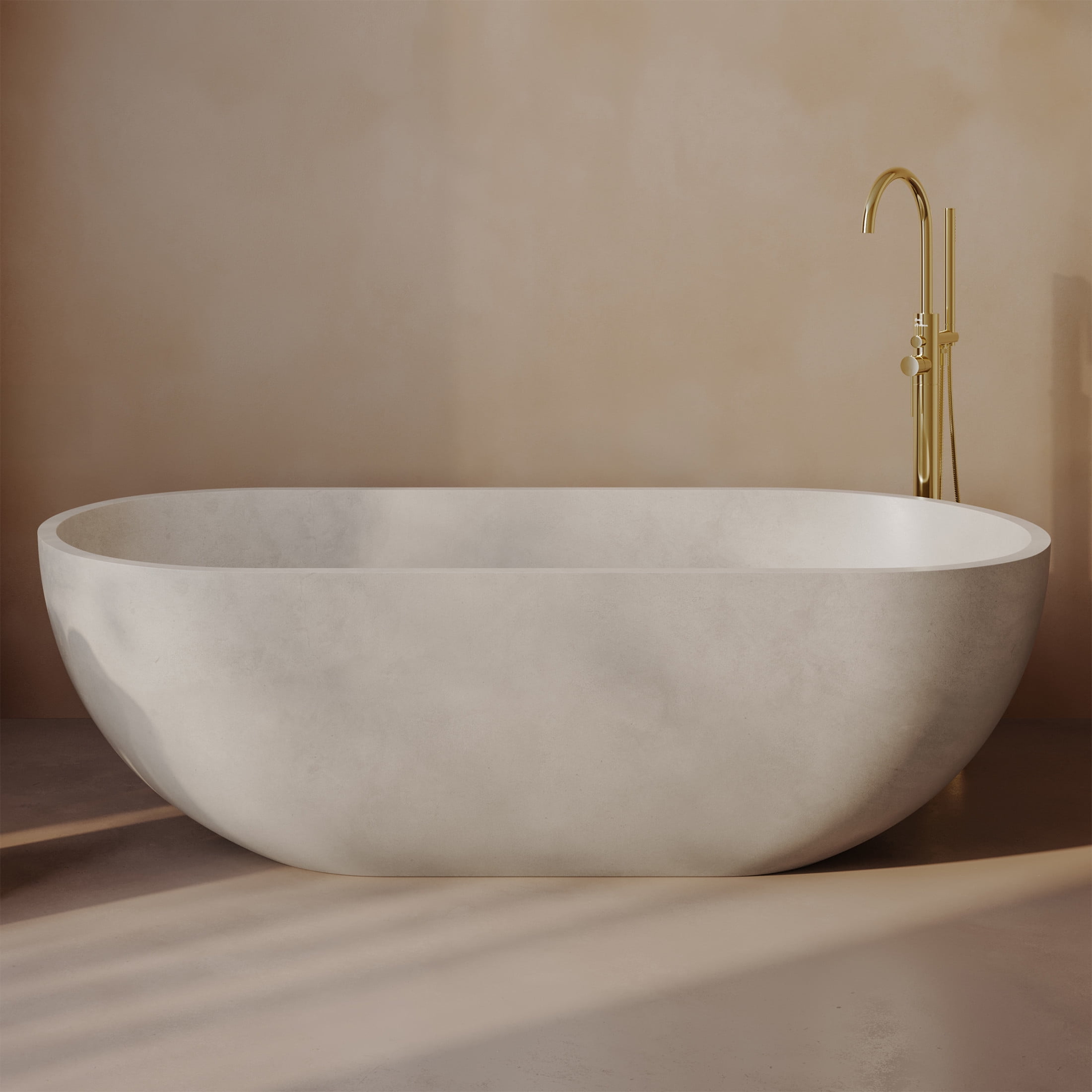 Claire 60" Freestanding Concrete Bathtub in Sand, Drain Included