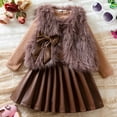 thumbnail image 2 of Rhuody Winter Outfits For Girls Winter Vest With Long Sleeve Top And Plaid Pleated Skirt 3 Piece Party Dress Sweet Daily Wear Coffee 2-3 Years, 2 of 9