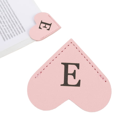 Uxcell Initial E Corner Bookmarks Heart Shape Leather Book Marks Markers Pink