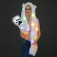 thumbnail image 3 of Mightlink Women LED Light Up Faux Fur Animal Ears Hood Hat with Scarf Festival Supply, 3 of 7