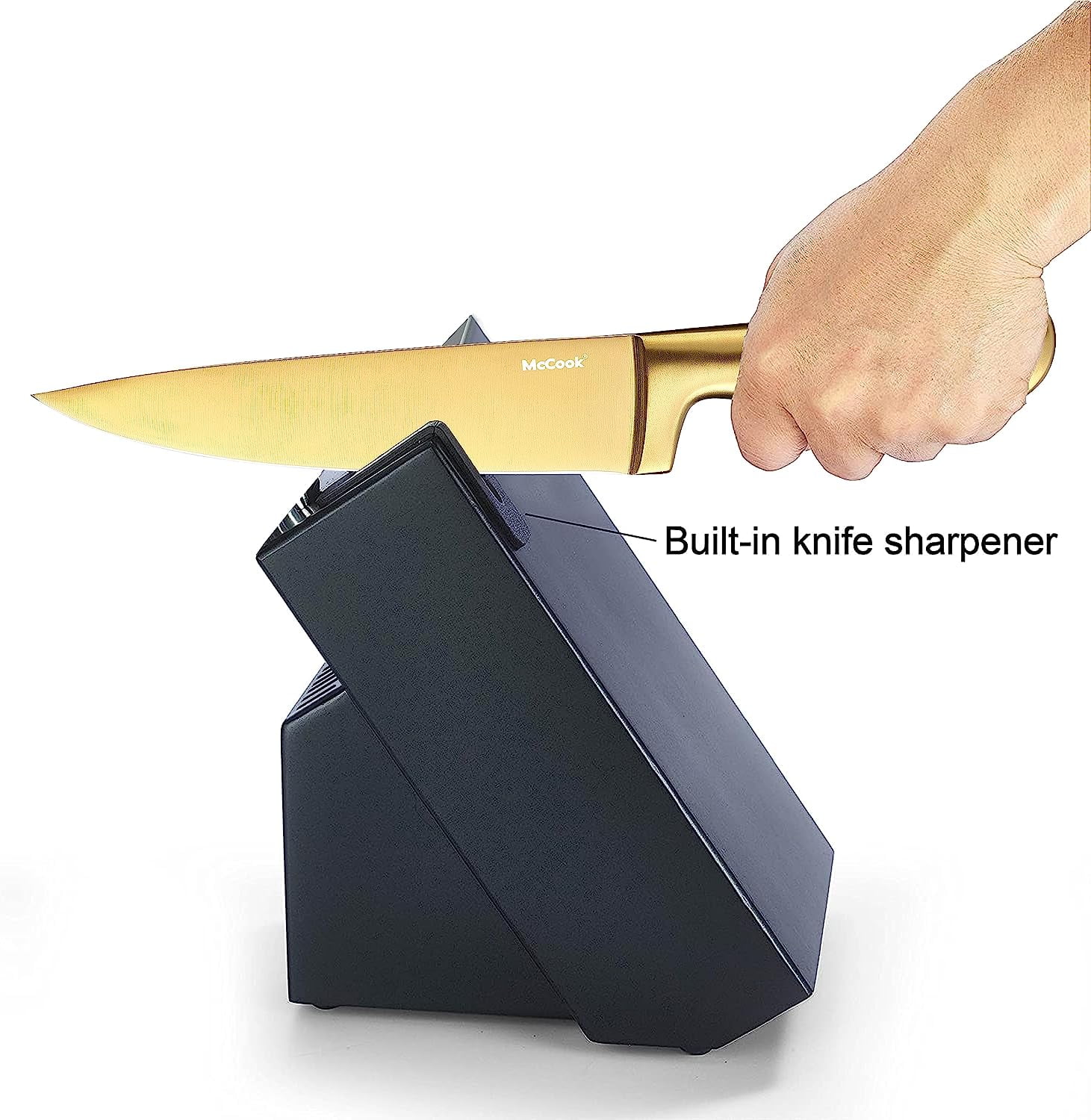 COOCRAFT Knife Set, Kitchen Knife Set Knife Sets for Kitchen with Block and Built-in Sharpener, 24pc Block Knife Set with 6 Steak Knives and 9