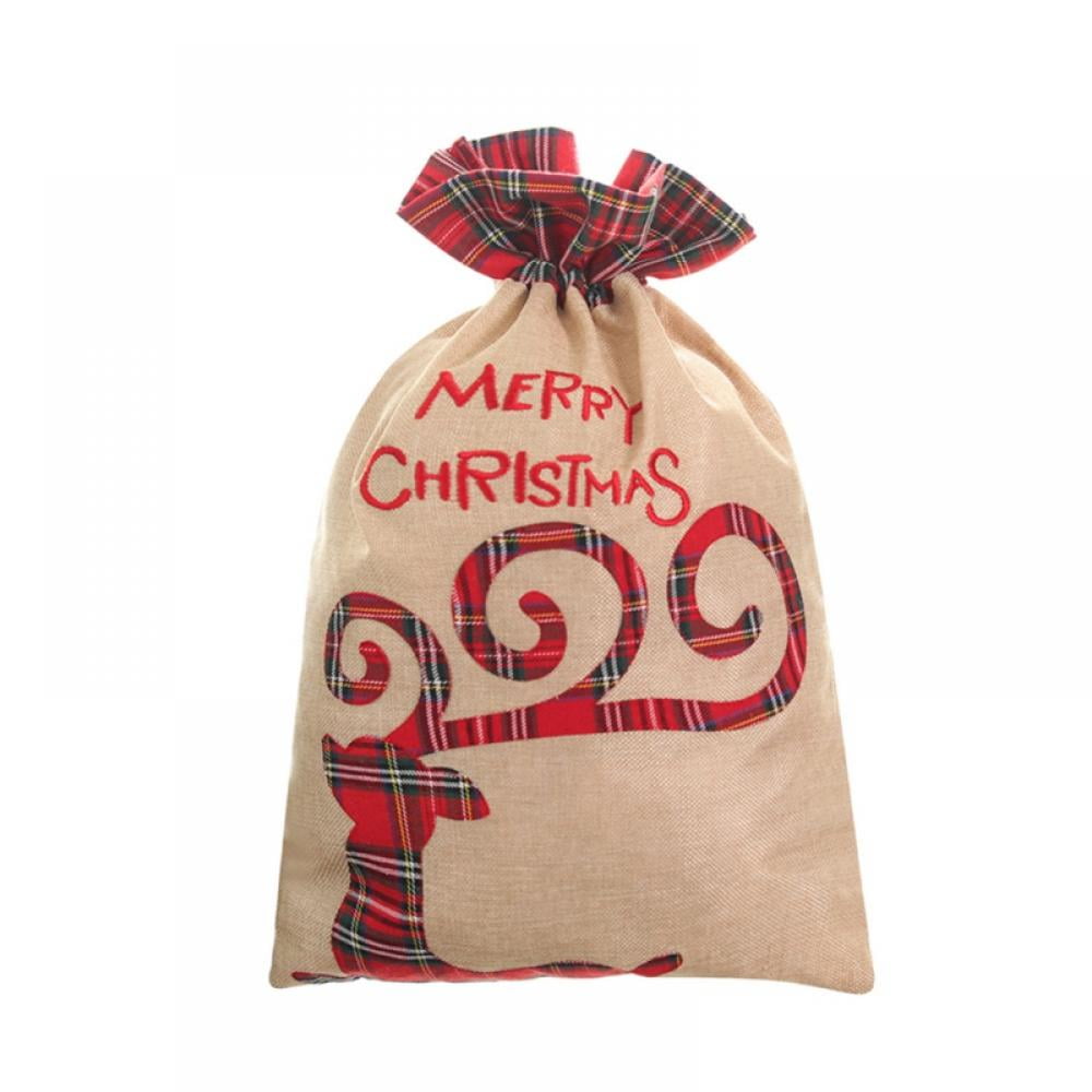 Christmas Drawstring Bags Santa Claus Christmas Gift Wrapping Bags Red ...