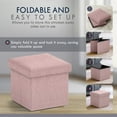 thumbnail image 3 of Ornavo Home 2 Pack Small Storage Ottoman Foldable Collapsible Cube Square Linen Ottoman Foot Rest Stool Seat, for Living Room, Bedroom, Home Office, Dorm - 12 x 12 x 12, Blush Pink, 3 of 7