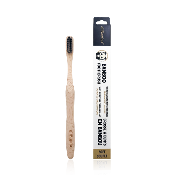 allBambu Bamboo Charcoal Toothbrush - Soft, Natural