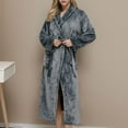 thumbnail image 4 of Long Robes for Women Mens Soft Plush Bath Robe Warm Bathrobes Comfy Full-length Nightgown Pajamas Sleepwear Housecoat Women Gray L, 4 of 8