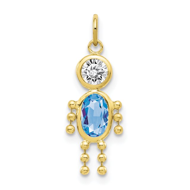 Collier Pendentif Pierre de Naissance Garçon Marche en Or Jaune 10k