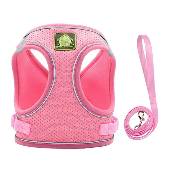 Lifeuping 2-piece suit Pet Dog Cat Harness Leash,Adjustable Soft Mesh Comfortable Vest Harnesses, Breathable Night Reflective Strips pink S (for 3.3-6.6 lb) pink S (for 3.3-6.6 lb)