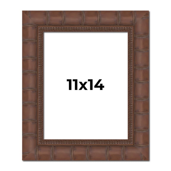 11x14 Bamboo Wood Tone Complete Wood Picture Frame with UV Acrylic, Foam Board Backing, & Hardware