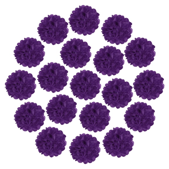 20Pcs Paper Pom Poms, 4 Inch Paper Flowers Tissue Paper Flowers Mexican Paper Flowers for Birthdays Party Wedding Purple
