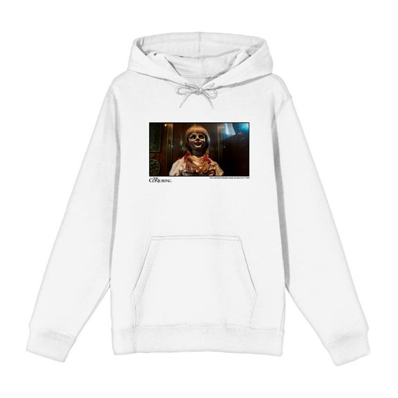 The Conjuring Annabelle Screenshot Adult White Long Sleeve Hoodie-Large