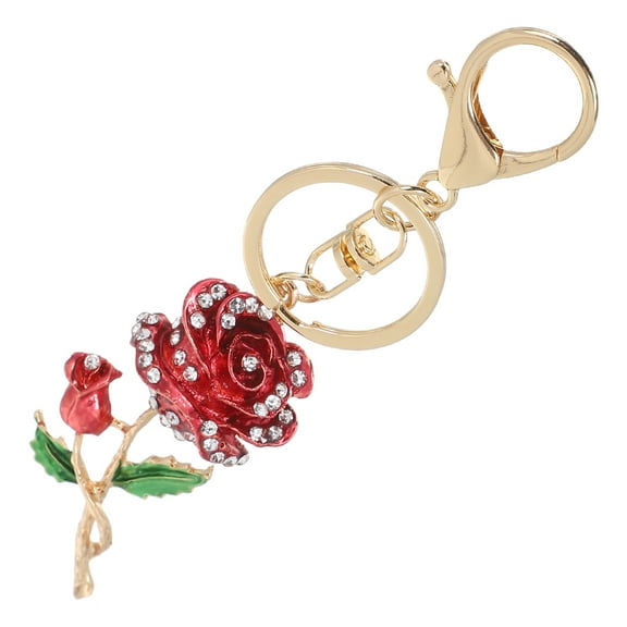 TABLZONE Crystal Rose Keychain Key Accessories Elegant Design Red 1Pack