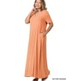 thumbnail image 2 of Zenana Women's Relaxed Fit V-Neck Short Sleeve Full Length Maxi Long Dress w/ Side Pockets, 2 of 3