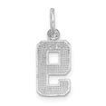 thumbnail image 3 of Auriga 14k White Gold Brushed Diamond-cut Number 9 Charm for Women (L-15.63 mm, W-7.97 mm), 3 of 6