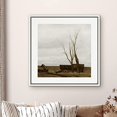 thumbnail image 3 of PixonSign Framed Canvas Wall Art Vintage Pastel Countryside Farm Landscape Print Nature Wilderness Fine Art Farmhouse/Country Minimal Artwork for Living Room, Bedroom, Office - 24"x24" White, 3 of 5