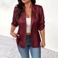 thumbnail image 2 of Wensltd Vestes à Manches Longues pour Femmes Automne Haut Décontracté Couleur Unie Design Simple Coupe Ample Léger Blouses Habillées Rouges TG, 2 of 9