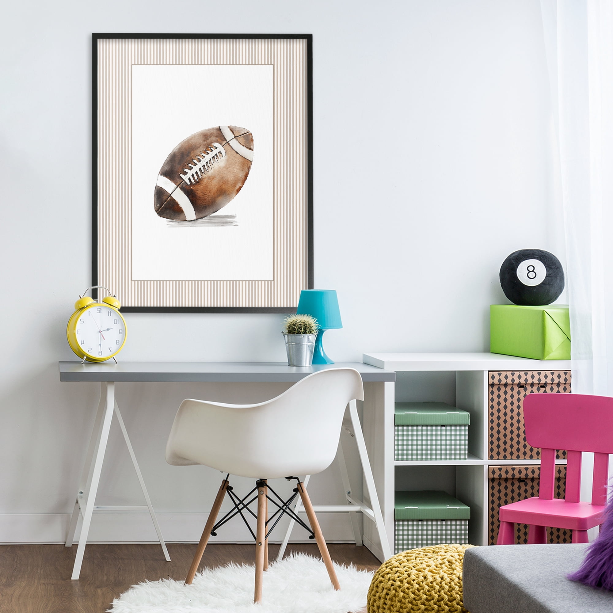 Stupell Industries Vintage Sports Football Black Framed Giclee Art, design by Christine Simpson Art