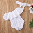 thumbnail image 5 of Seyurigaoka Baby Solid Color Clothes Set, Off Shoulder Romper+Bow-knot Headband, 5 of 5