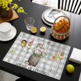 thumbnail image 3 of Grey Plaid Groundhog Placemats Set of 4, Spring Floral Butterfly Botanical Placemats for Dining Table, Place Mats for Kitchen Tabletop, Waterproof Wipeable Dining Table Mats Set, 3 of 9