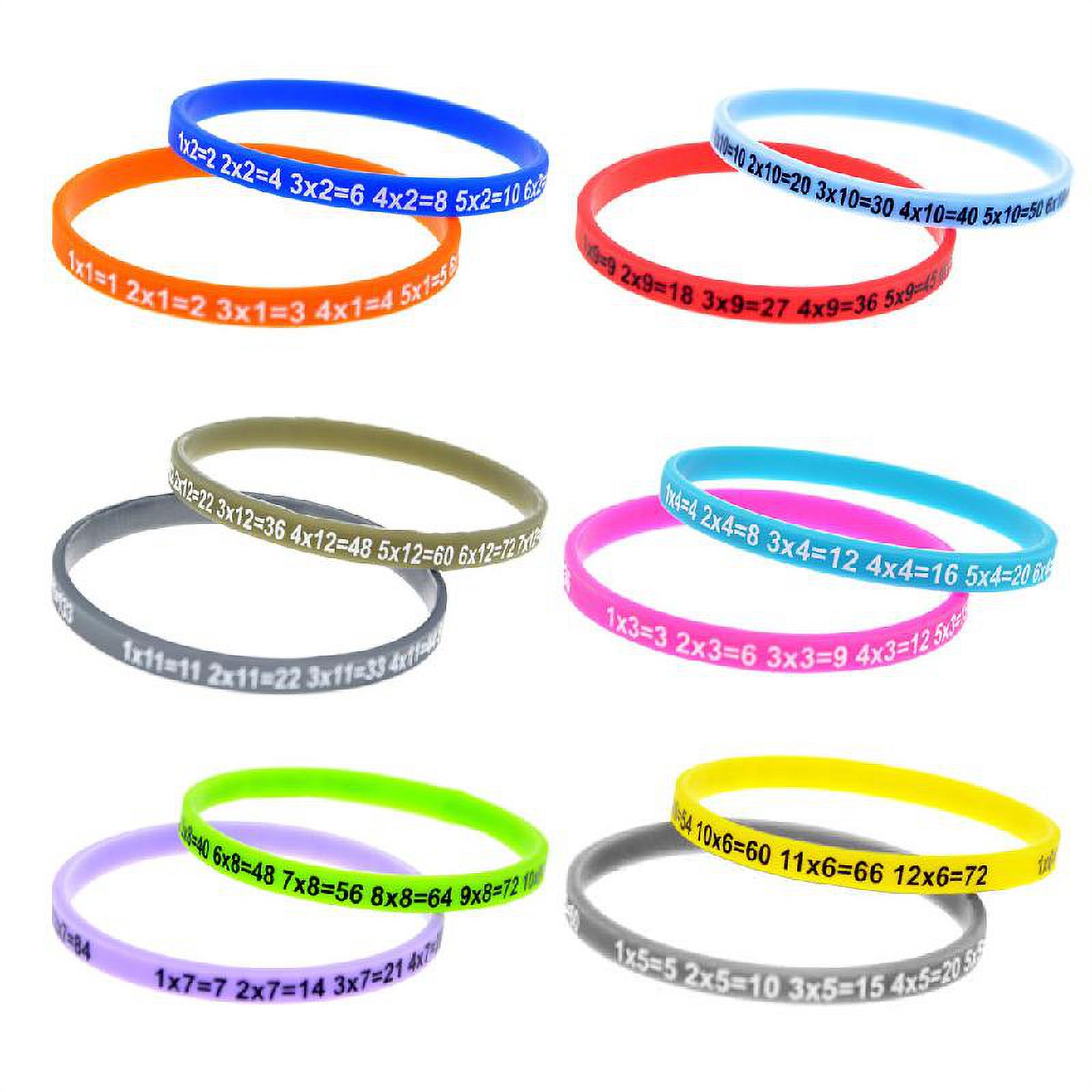 Bracelets Silicone Tables De Multiplication - Lot De 12 Couleurs, éducatif Pour Enfants, Cadeau Scolaire - 7