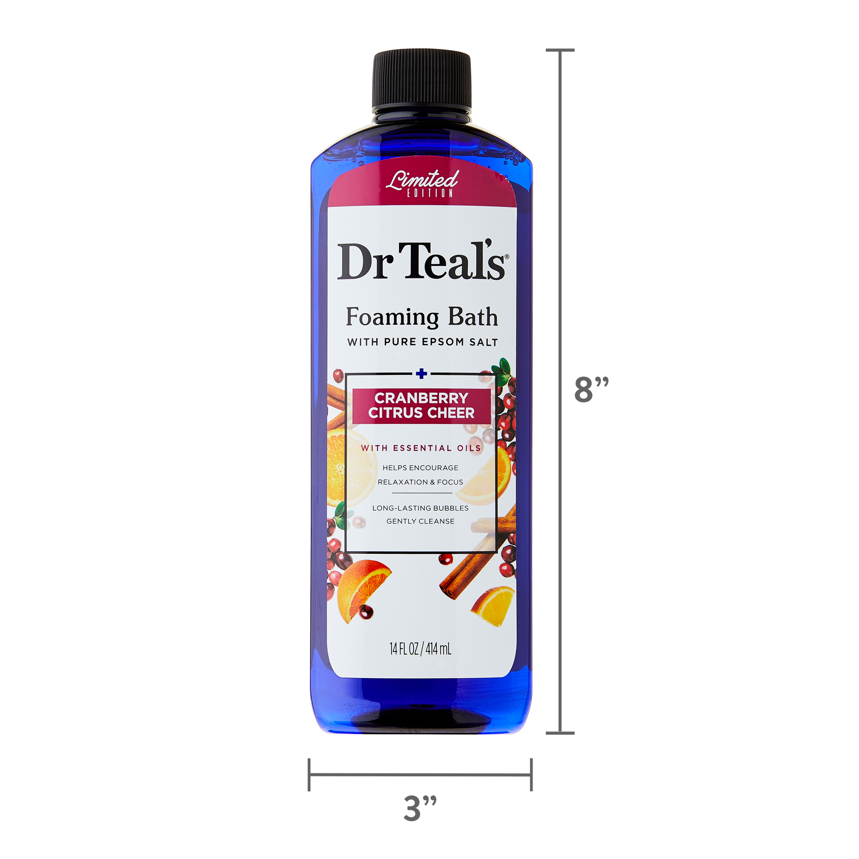 (2 pack) Dr Teal's Pure Epsom Salt Foaming Bath, Cranberry Citrus Cheer, 14 fl oz