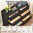 thumbnail image 2 of 6 Drawer Dresser for Bedroom with Charging Station, Black Dresser with LED Light, Wood Dresser Chest of Drawers with with Raised Edges for Bedroom Living Room Entryway Hallway, 2 of 11