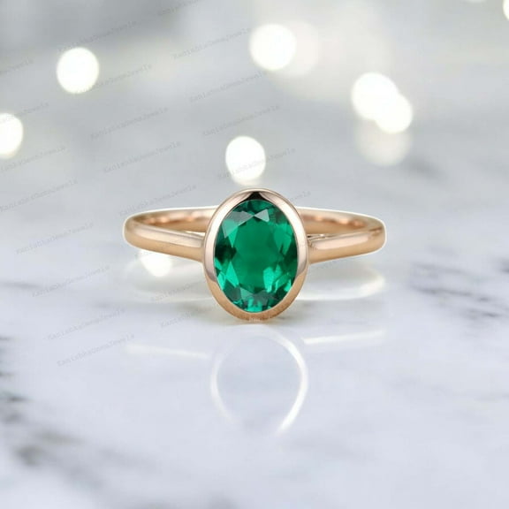 KANISHKAGEMS&JEWELS 8x6MM / 2 Ct Vintage Emerald Bridal Wedding Ring May Birthstone Women Jewelry Green Gemstone Promise Ring Personalized Gift For Her