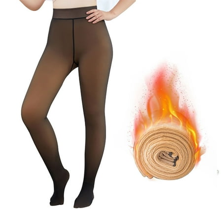 

Women Control Top Fake Translucent Warm Leggings Fleece Lined Tights Stretch