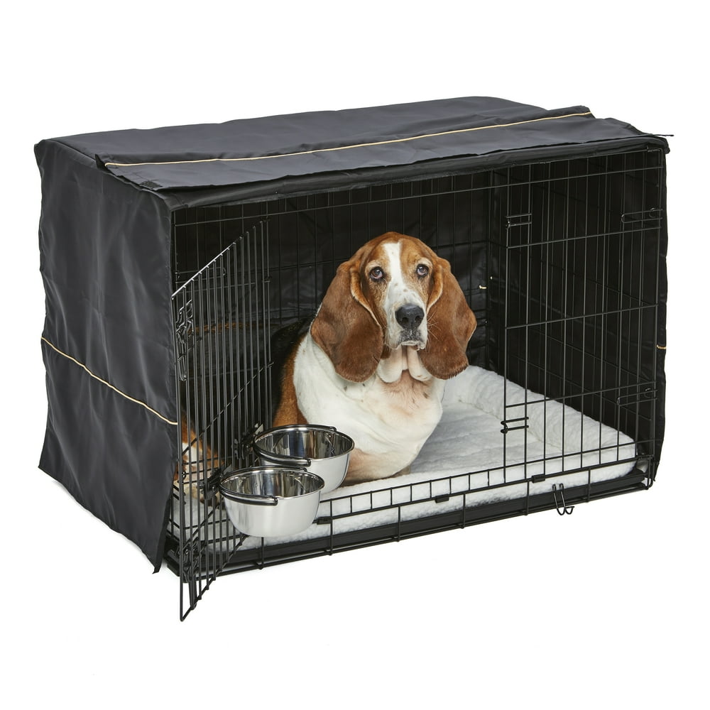 MidWest Dog Crate Starter Kit 36" 2Door iCrate, Pet Bed, Crate Cover