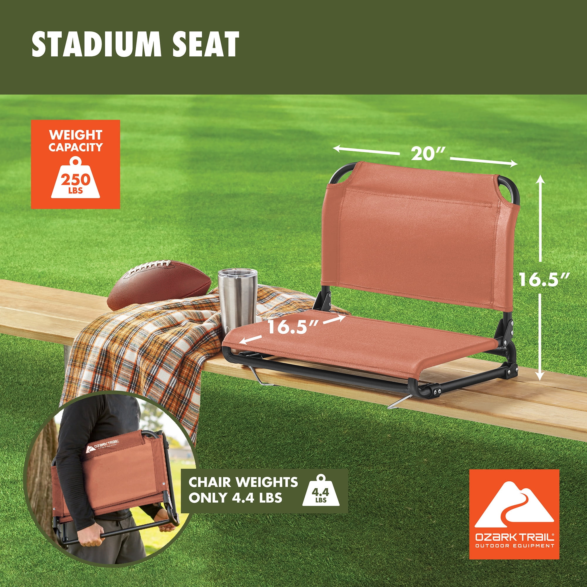Ozark Trail Stadium Seat, Orange Crush