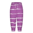 thumbnail image 5 of Scyoekwg Lightweight Capris for Women Women Capris Pants Casual Elastic Waist Drawstring Yoga Jogger Lightweight Striped Running Cropped Sweatpants with Pockets (Purple,XXL), 5 of 5