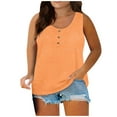 thumbnail image 2 of QWERTYU Red Tank Top Women Womens Plus Size Spring Clothes Button Down Women's Sleeveless Shirts Women's Tunics Plus Size Blouse Orange L, 2 of 6