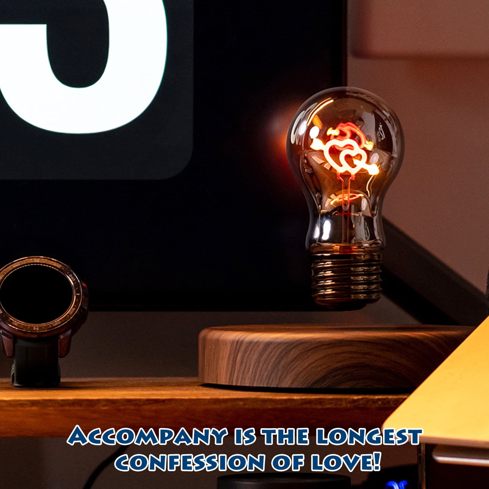 Magnetic Levitating Floating Wireless LED Light Bulb Desk Lamp for Unique Gifts, Love Gift, Creative Gift, Room Decor, Night Light, Home Office Decor Desk Tech Toys, Touch Control