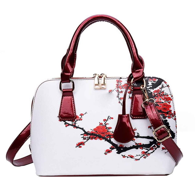 Bolsos de un solo hombro de PU con cremallera doble con estampado floral para mujer y niña, bolso de mano con 4 remaches, bolsos de mensajero cruzados en la parte inferior Inevent BB6301-04