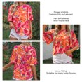 thumbnail image 3 of Camiseta estampada para mujer, mangas media campana, blusa holgada de verano con cuello redondo y ajuste holgado, 3 of 6