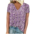 thumbnail image 2 of DPTALR T-Shirt Décontracté à Manches Courtes à Col en V Imprimé pour Femmes Hauts Blouses, 2 of 4