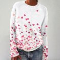 thumbnail image 4 of TKLPEHG Womens Valentines Day Sweatshirt Crewneck Sweatshirt Long Sleeve Casual Dressy Lightweight Heart Print Graphic Tops Loose Pullover (White,XL), 4 of 6