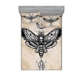 thumbnail image 2 of Ambesonne Fantasy Fitted Sheet & Pillow Sham Set, Hawk Moth Skull Magic, Twin, White Black and Cream, 2 of 3