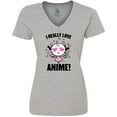 thumbnail image 3 of Inktastic I Really Love Anime with Cute Anime Cat and Hearts Women's V-Neck T-Shirt, 3 of 5