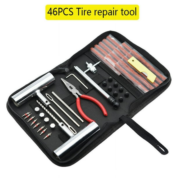 Yeuweold Car Tire Repair Kit 46pcs Tire Puncture Repair Kit Tubeless Car Puncture Proof Kit Tire Repair Tool For Cars Motorcycles Trucks Atv Tracto