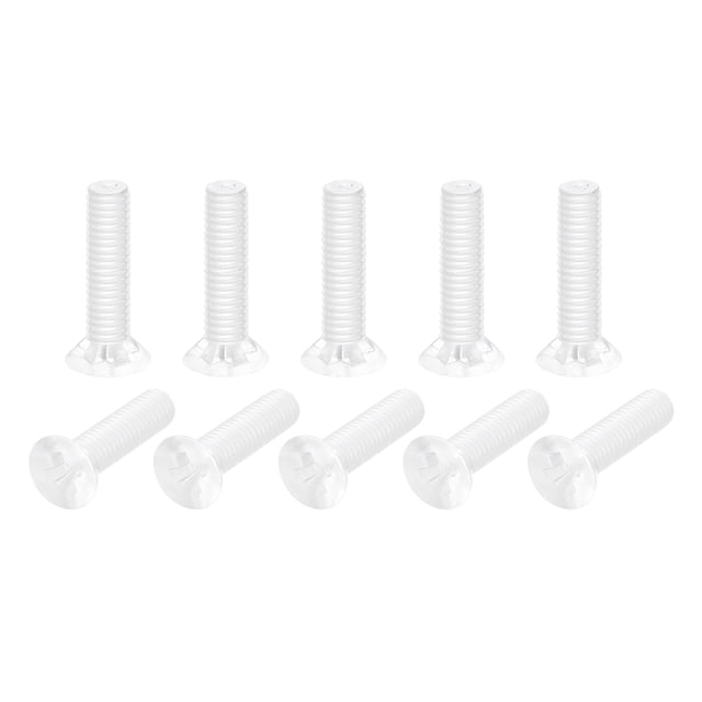 Unique Bargains M3x12mm Plastic Phillips Machine Screws, PC Flat Head Machine Bolts 25 Pack