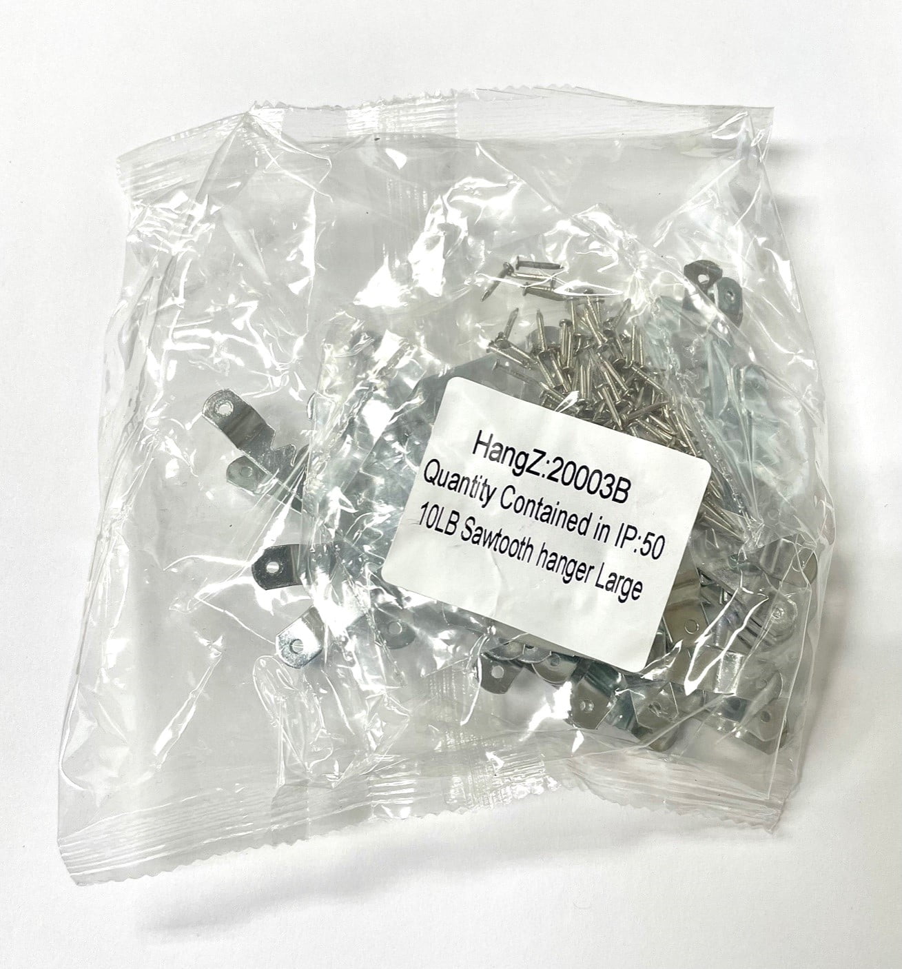 HangZ 20003B Sawtooth Picture Hangers, Large (50 Pack), Large, Nickel