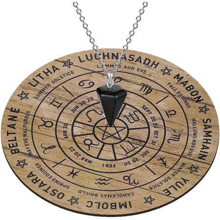 Wooden Pendulum Board With Crystal Necklace For Witchcraft Beginner Dowsing Divination Metaphysical Message Board Wooden Carven Board Round Divination Board Moon Phase Tray Witchcraft Supply White Walmart Canada