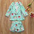thumbnail image 2 of Baby 2Pcs Summer Outfits, Floral Printed Lapel Long Sleeves Coat + Shorts, 2 of 10