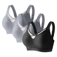 thumbnail image 2 of 2026 New Limit-time Offer, Women's Bra Set 3PCS Solid Color Seamless Everyday Underwear Wirefree Comfortable Stretchy Nylon Spandex for Daily Wear Support, 2 of 7