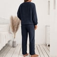 thumbnail image 5 of Baqcunre Women's Two Piece Trousers Of Pure Color Long Sleeve Plush Sweater Knitting Set,Size S-XL,Womens Pajama Sets,Outfits for Women,Lounge Sets for Women,Womens Fashion,Womens Clothes,Dark blue, 5 of 8