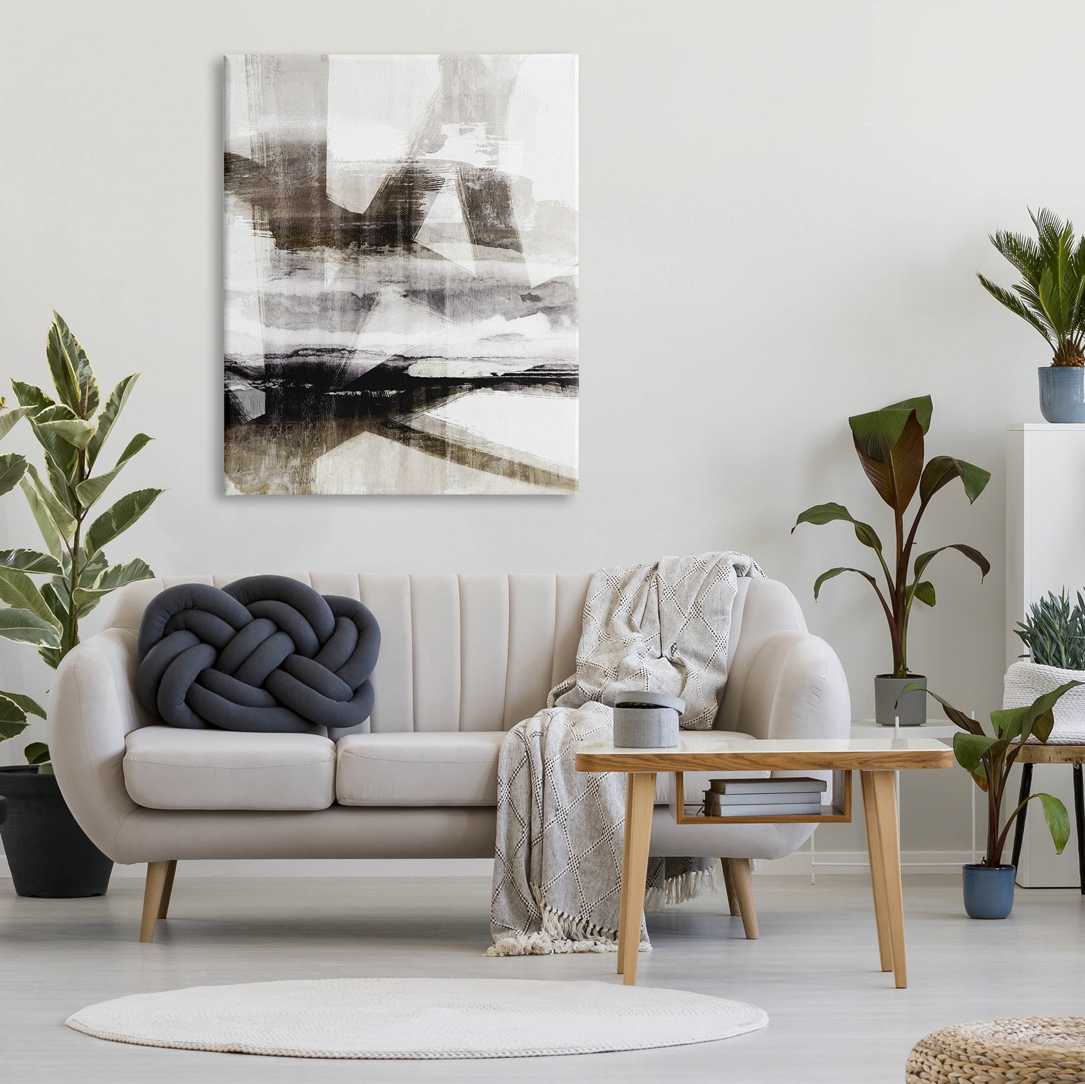 Stupell Industries Abstract Black Streaks Layered Lines Graphic Art Gallery Wrapped Canvas Print Wall Art, Design by Nina Blue