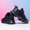 thumbnail image 3 of lnmuld Girls Solid Black Breathable Mesh Sport Sneakers Adjustable Velcro Anti-slip Thick Sole Daily Athletic Trainers Size:5.5-6 Years, 3 of 9