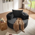 thumbnail image 3 of Swivel Round Sofa Couch Sofa Bed,360° Swivel Chair Accent Barrel Chair with 3 Removable Pillows for Living Room, Bedroom,Black, 3 of 7