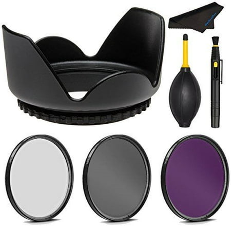 Lens Shade Hood (PRO 52mm Filter Kit + PRO 52 mm Tulip Lens Hood for Canon EF-M 55-200mm f/4.5-6.3 IS STM - 52 mm Polarizing Filter, 52mm UV Filter, 52mm Florescent Filter &)